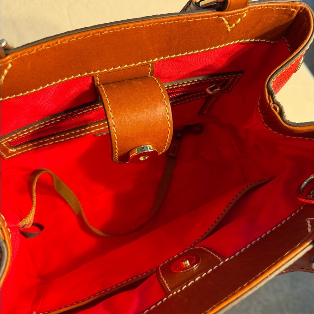 Dooney & Bourke Red Leather Textured Pebble Grain Satchel - Picture 5 of 15